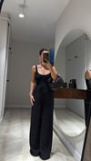 Siyah Bel Bağlamalı Keten Pantolon