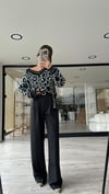 Siyah Bel Detaylı Premium Palazzo Pantolon