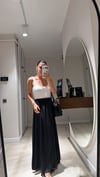 Siyah Bel Lastikli Maxi Boy Saten Etek