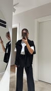Siyah Bel Lastikli Taşlı Pantolon Takım