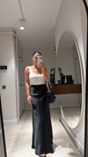 Siyah Bel Lastikli Uzun Saten Etek