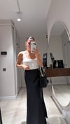 Siyah Bel Lastikli Uzun Saten Etek