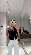 Siyah Belden Kemer Detaylı Yelek