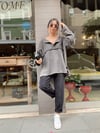 Siyah Beli Lastikli Kadife Pantolon 