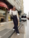 Siyah Beli Lastikli Palazzo Pantolon
