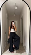 Siyah Beli Lastikli Pareo Pantolon