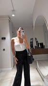 Siyah Beli Lastikli Pullu Kadife Pantolon