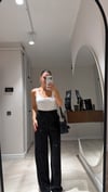 Siyah Beli Lastikli Pullu Kadife Pantolon