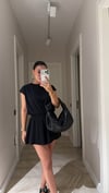 Siyah Beli Lastikli Şort Tulum