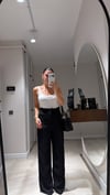 Siyah Beli Lastikli Tüvit Ravi Pantolon