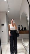 Siyah Beli Lastikli Tüvit Ravi Pantolon