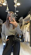 Siyah Beyaz Çizgili Basic Sweat