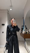 Siyah Beyaz Çizgili Bel Kemer Detaylı Crop Gömlek