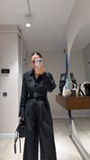 Siyah Beyaz Çizgili Bel Kemer Detaylı Crop Gömlek