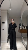 Siyah Beyaz Çizgili Çift Pileli Palazzo Pantolon