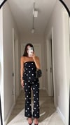 Siyah Beyaz Puantiyeli Straplez Tulum