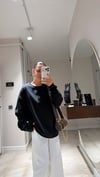 Siyah Bisiklet Yaka İnce Sweatshirt