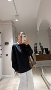 Siyah Bisiklet Yaka İnce Sweatshirt
