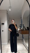 Siyah Bisiklet Yaka Kısa Kol Triko Takım