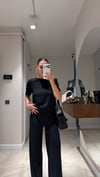 Siyah Bisiklet Yaka Kısa Kol Triko Takım