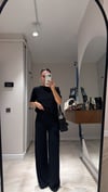 Siyah Bisiklet Yaka Kısa Kol Triko Takım