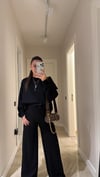 Siyah Bisiklet Yaka Modal Sweat Takım 