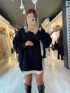 Siyah Bisiklet Yaka Oversize Ravi Sweat