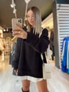 Siyah Bisiklet Yaka Oversize Ravi Sweat