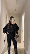 Siyah Bisiklet Yaka Taşlı Sweatshirt