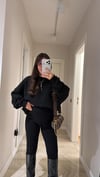 Siyah Bisiklet Yaka Taşlı Sweatshirt