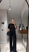 Siyah Bisiklet Yaka Tişört Pantolon Takım