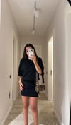 Siyah Bisiklet Yaka Vatkalı Elbise