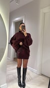 Siyah Bordo Pul Detaylı Mini Etek