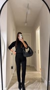 Siyah Cep Görünümlü Tayt Pantolon