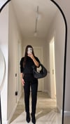 Siyah Cep Görünümlü Tayt Pantolon