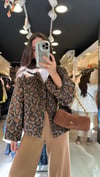 Siyah Cepli Leopar Desenli Ceket 