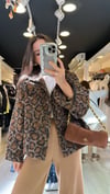 Siyah Cepli Leopar Desenli Ceket 