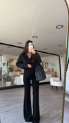 Siyah Çift Düğmeli İspanyol Paça Pantolon