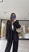 Siyah Çizgili Astarlı Blazer Ceket 