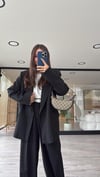 Siyah Çizgili Astarlı Blazer Ceket 