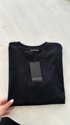 Siyah Dekoratif Dikişli Bisiklet Yaka Dilvin Tshirt