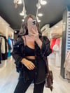 Siyah Denim Detaylı Şifon Gömlek
