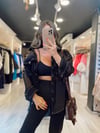 Siyah Denim Detaylı Şifon Gömlek