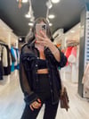 Siyah Denim Detaylı Şifon Gömlek