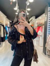 Siyah Denim Detaylı Şifon Gömlek