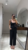 Siyah Düz Paça Bel Lastikli Pantolon