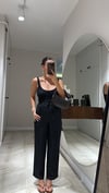 Siyah Düz Paça Bel Lastikli Pantolon