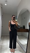 Siyah Düz Paça Bel Lastikli Pantolon