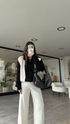 Siyah Ekru Polo Yaka Hırka 