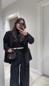 Siyah Ekru Sırtı Yırtmaçlı Blazer Ceket